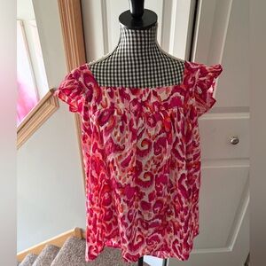 Coco + Carmen Vibrant Pink and White Blouse